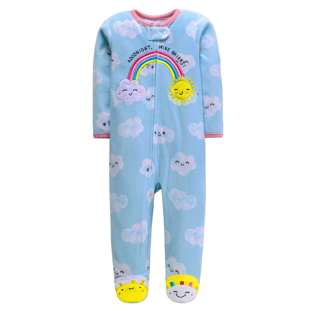 Macacão de inverno Pijama de bebê quente nascido Velo Macacão envolto nos pés Baby Girl Cartoon Bonito Romper Pjms 221007