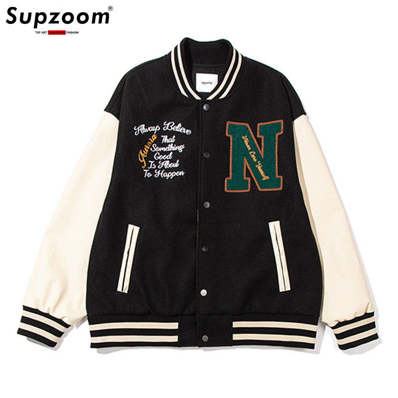 Men's Jackets Supzoom Arrival Rib Sleeve Embroidery Brand Clothing Bomber Jacket Men Baseball Men's Loose Casual Bread Fashion Coat 221006