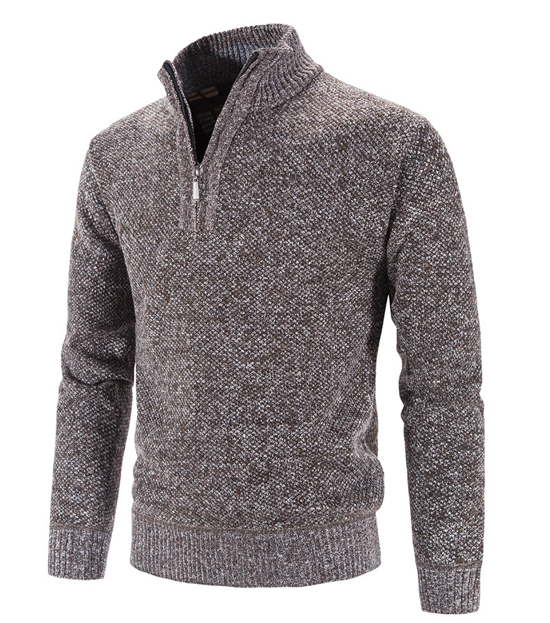 Men's Sweaters Half Zip Mock Neck Knitted Pullover Solid Color Stand Collar Casual Cashmere 221007