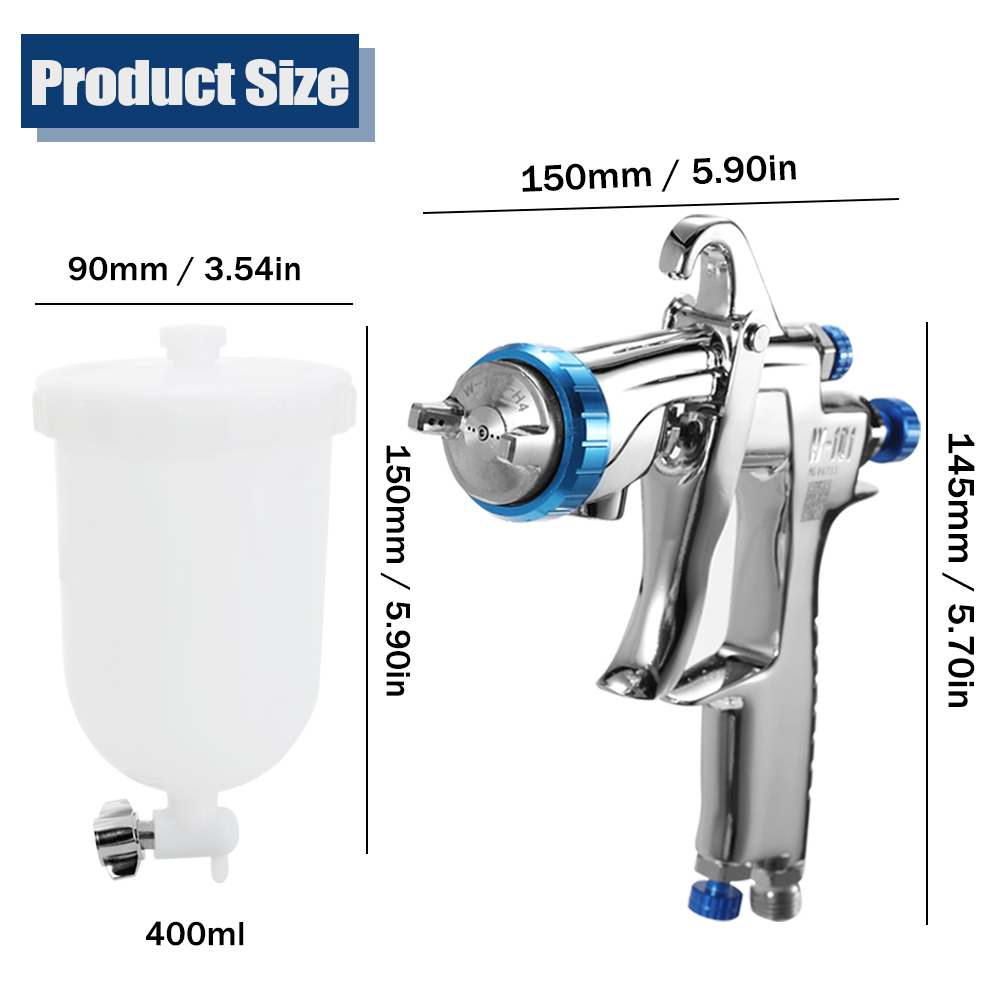 Pistole a spruzzo W-101 Pistola professionale in acciaio inossidabile fai da te Macchina ad aria manuale Manuale Strumento di verniciatura Tazza di fluido alimentazione gravitazionale 221007