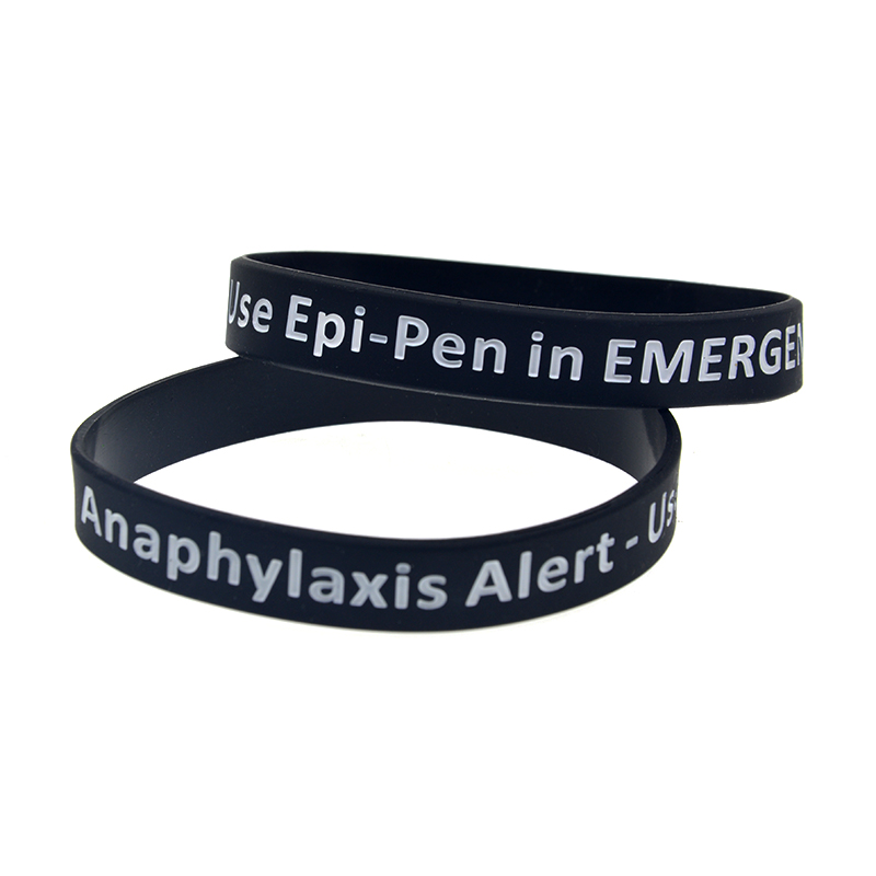 1 x Anaphylaxie-Alarm-Silikonarmband. Gibt es eine bessere Möglichkeit, die Nachricht zu übermitteln, als mit einer täglichen Erinnerung?