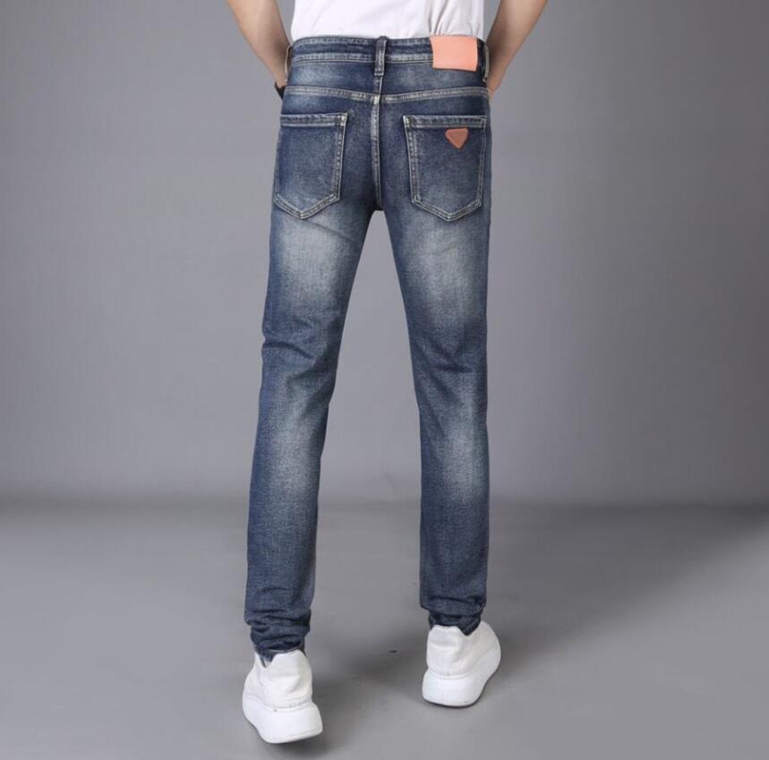 Lyx Jeans Designer Mens Light Byxor Blue Solid Size 28-38 Casual Thin Pants Plaid Regular Pant Senaste Fashion Slim-Ben Motorcykelcyklist Jeans