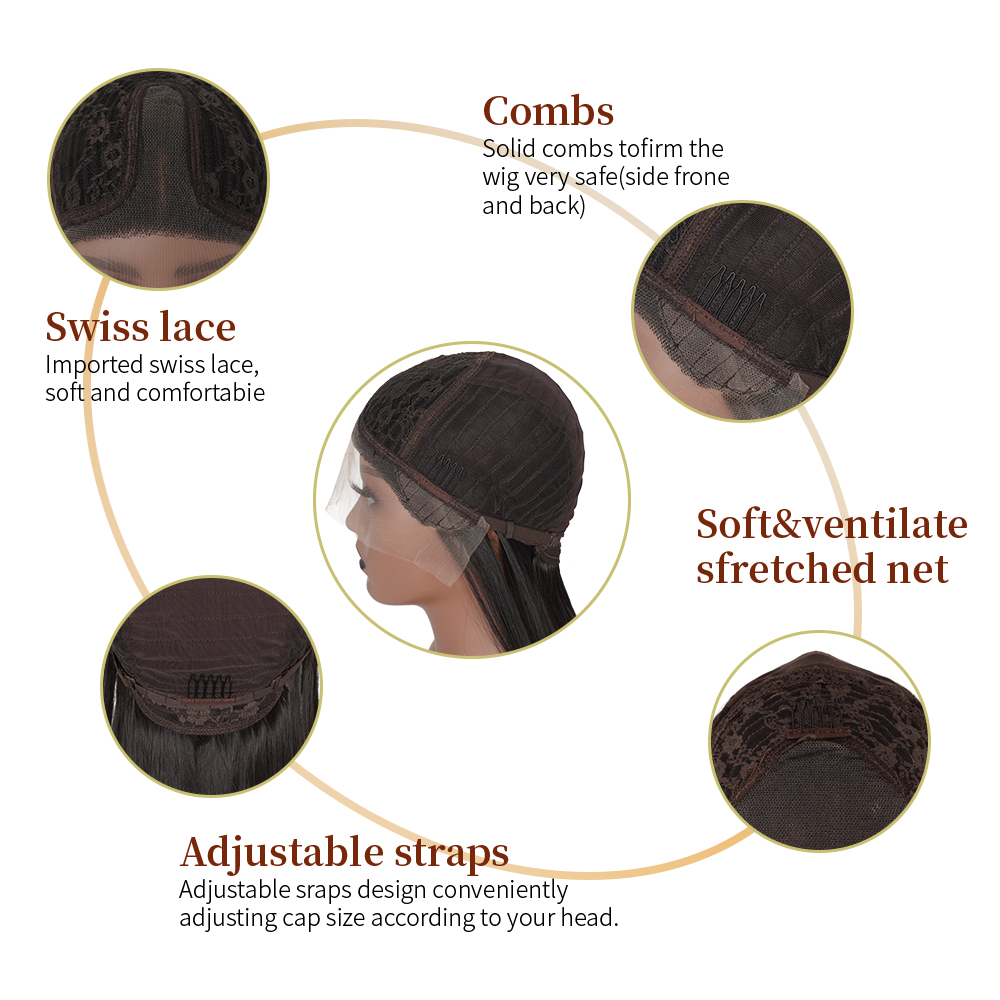 Długie proste koronkowe peruki dla kobiet Blusteless Syntetyczne naturalne czarne proste koronkowe peruki czołowe wstępnie wyrzucone odporne na ciepło bezpośrednio