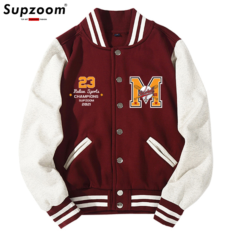 Men's Jackets Supzoom Arrival Letter Rib Sleeve Cotton Top Fashion Single Breasted Casual Bomber Baseball Jacket Loose Cardigan Coat 221007