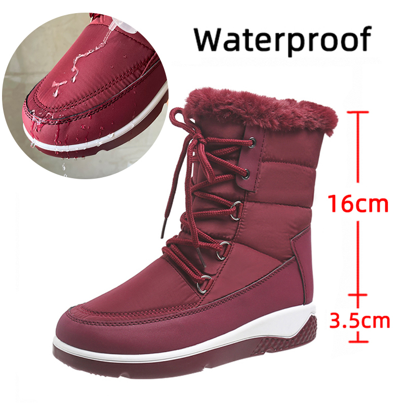 Boots Womens Thicken Plush Waterproof Snow Platform Warm Fur Ankle Woman Winter 2022 Casual Non Slip Cotton Padded Shoes 221007