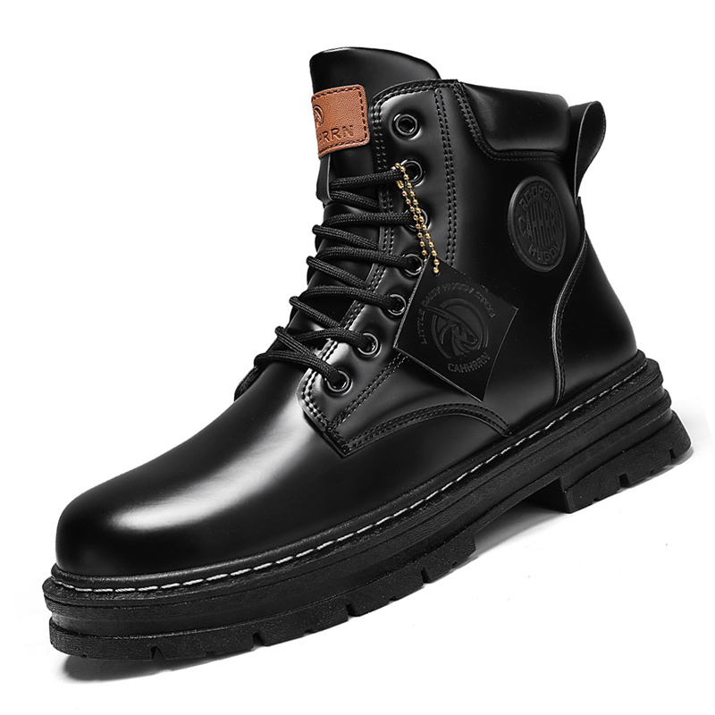 Bottes hautes bottes de travail hommes chaussures en cuir mode moto hommes bottines homme chaussures militaire hiver à lacets Botas Hombre 221007