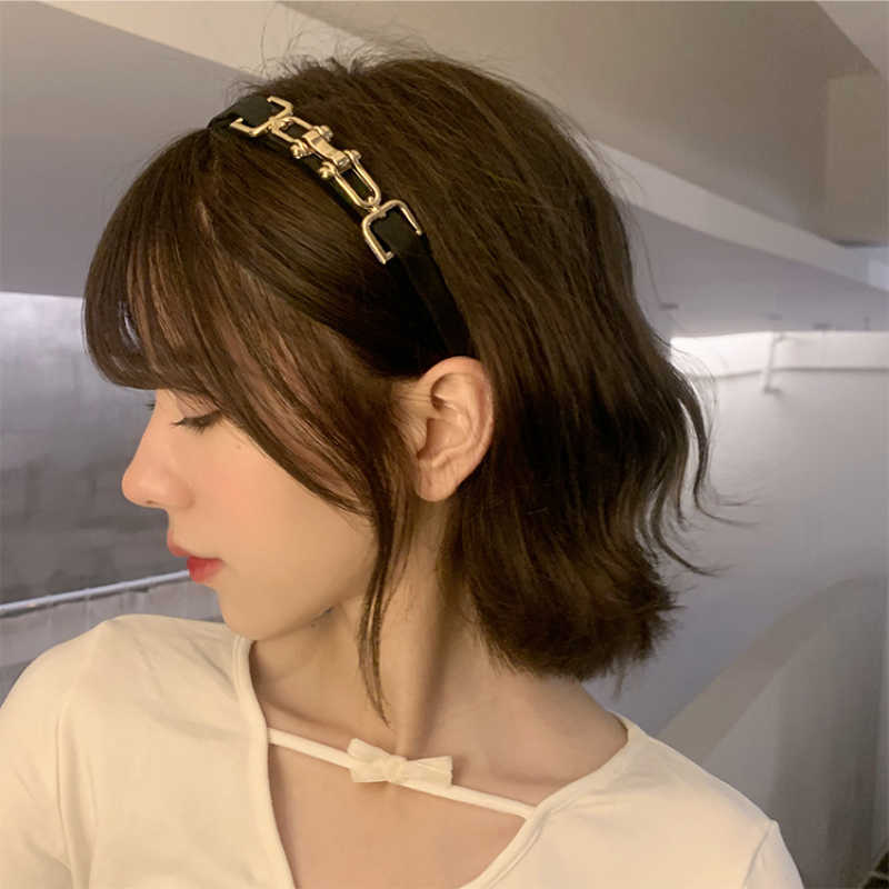 Headbands Alloy Chain Narrow Hair Bands Head Band Hoop for Women Fashion Stripe Fabric Headband Temperament Metal Hairbands Accessories T221007