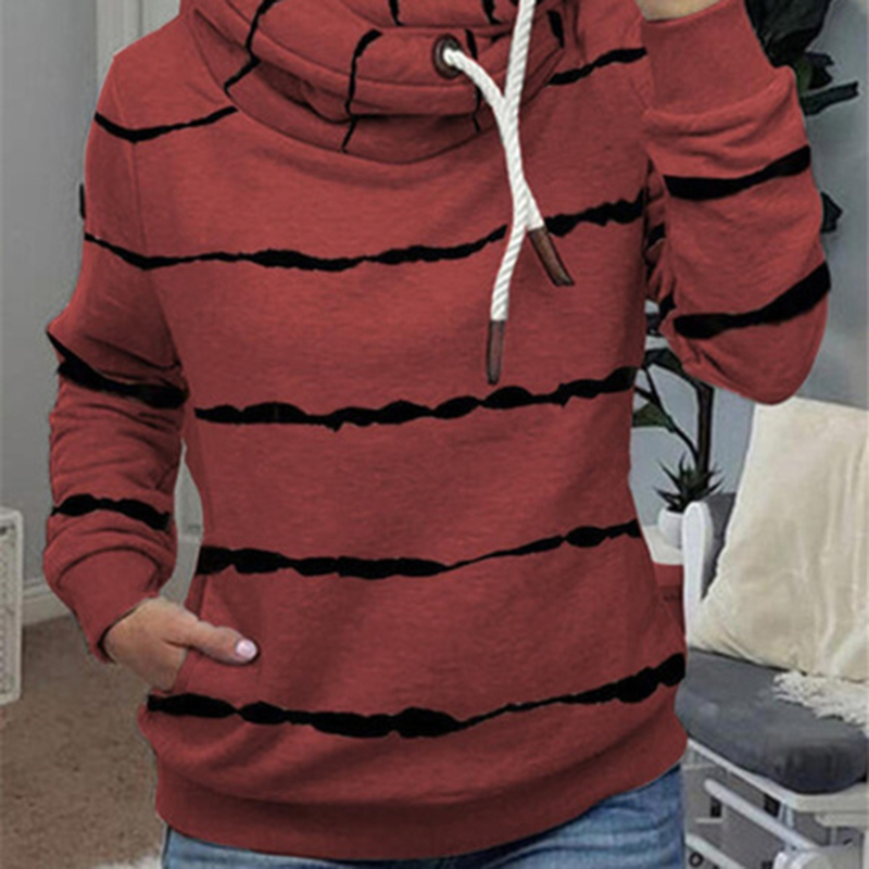 Kvinnors hoodies tröjor kvinnor hösten vinter varm kappa avslappnade damer förlorar långärmad randig fläckig tryckt huva fleece tröja 221007