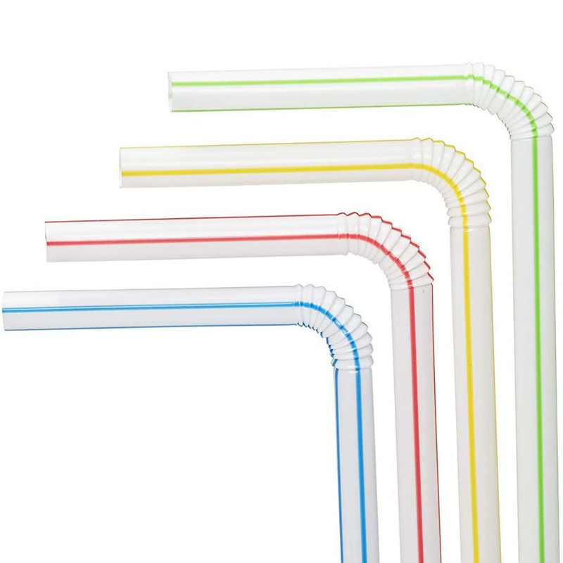 Gobelets jetables Pailles 1000/Plastique Flexible Rayé Multicolore Paille 8 pouces de Long 221007