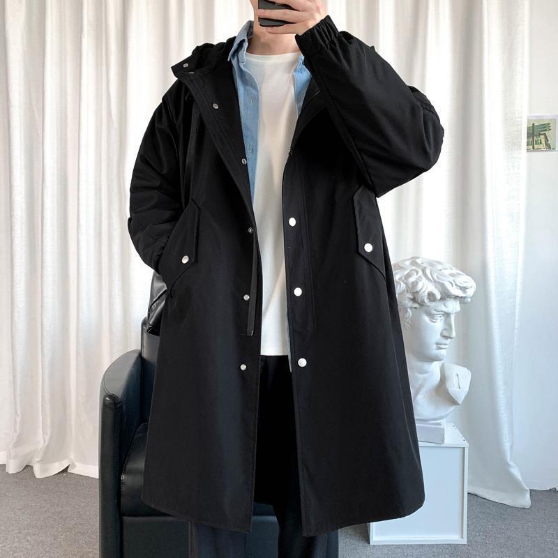 Men S Trench Coats Autumn Men Hooded Jackets Harajuku Windbreaker Pocket Overcoat Manlig Casual Outwear Hip Hop Streetwear 221007