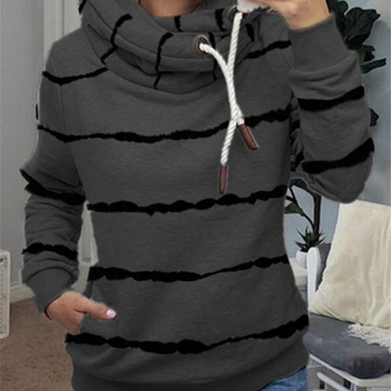 Kvinnors hoodies tröjor kvinnor hösten vinter varm kappa avslappnade damer förlorar långärmad randig fläckig tryckt huva fleece tröja 221007