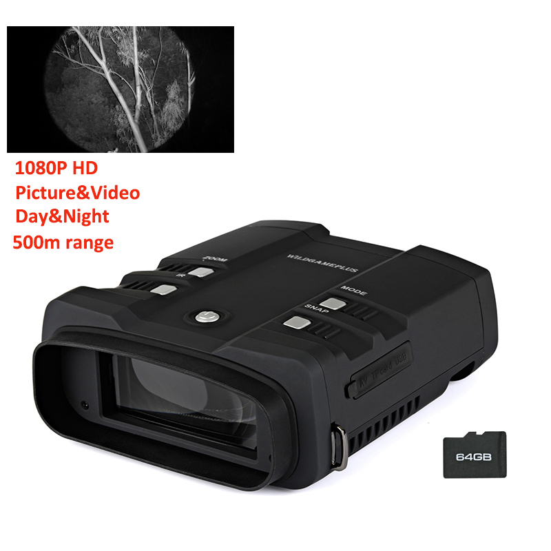 WG500B 1080P HD Night Vision Binoculars Scope 3.6-10.8 Digital Zoom Infrared Hunting Optics NV Binocular 850nm IR Telescope Security Video Recorder For Surveillance