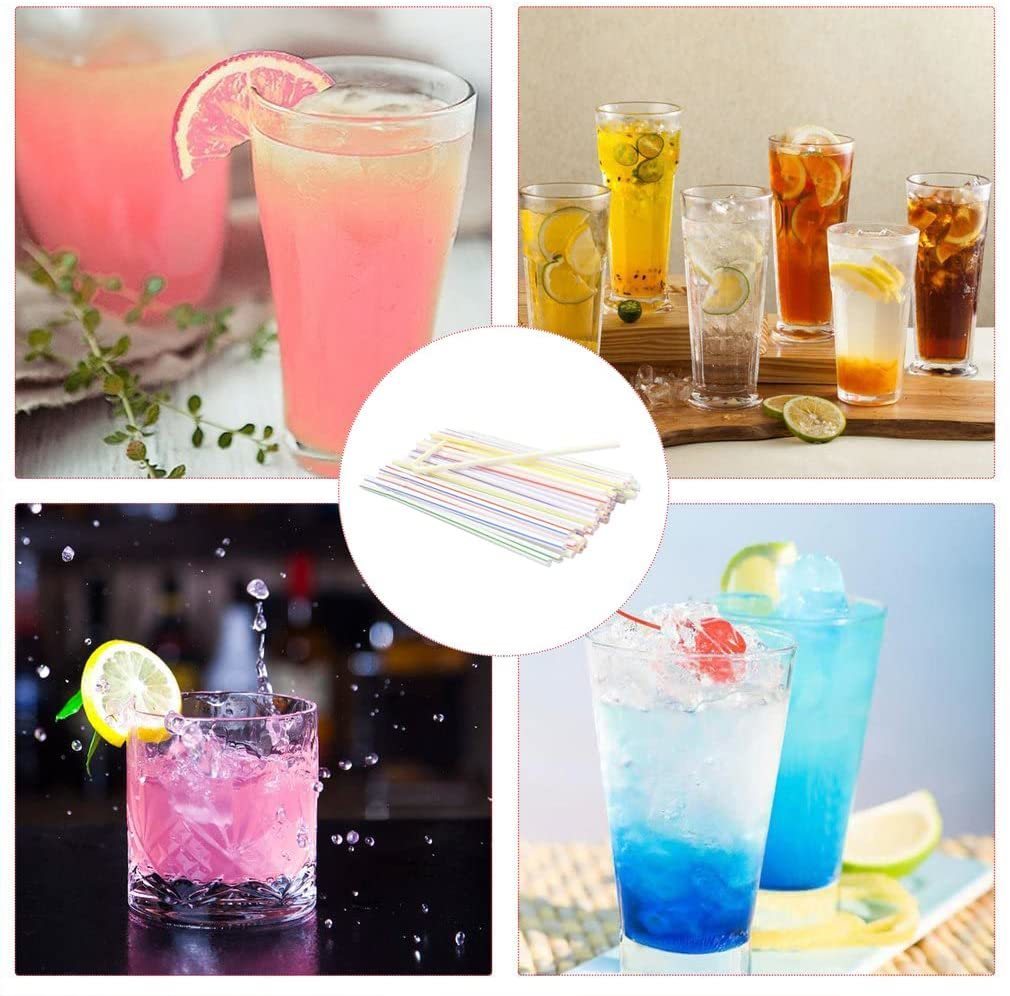 Disposable Cups Straws Plastic Drinking Flexible 8.2inch Long Stripes Multiple Colors for Juice Party Milkshake Cocktail Milk 221007