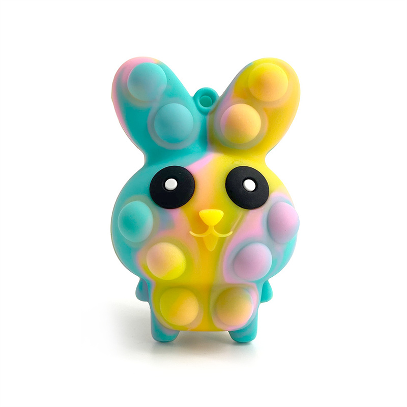 2022 Fidget Toys Sensory Coloré Tie-dye Lapin De Pâques Pincer Balle Pousser Bulle Anti Stress Animaux Mignons Enfants Décompression Jouet C85