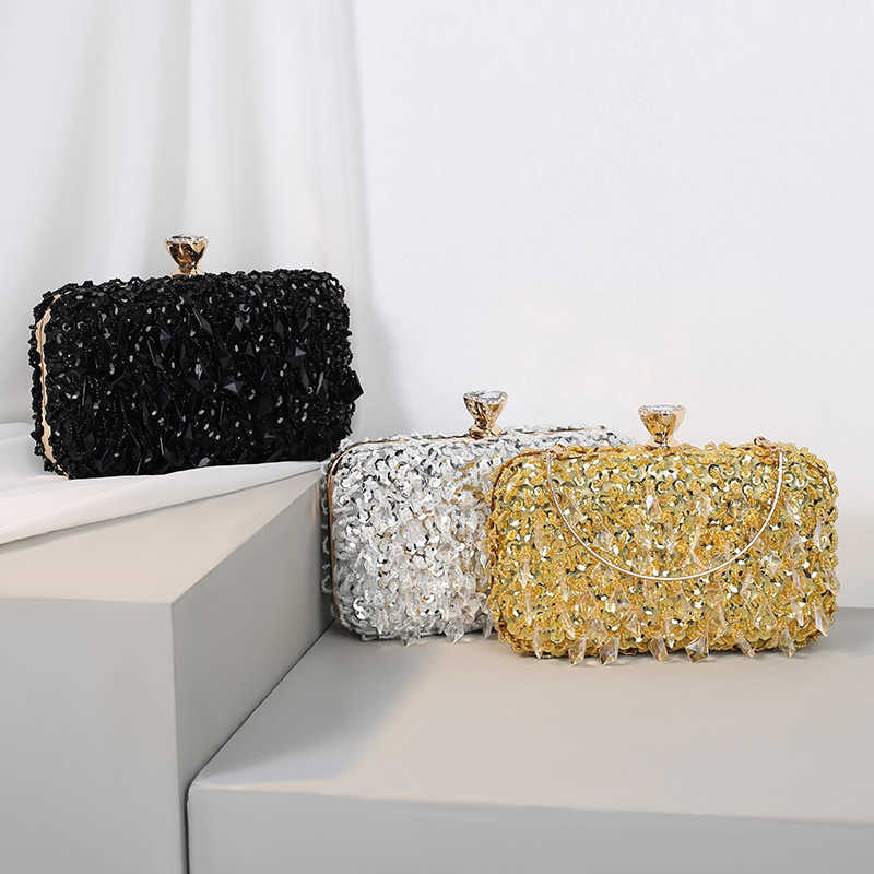 Pochette de luxe en perles faites à la main pour femmes, sac à main de soirée de célébrité, portefeuille diamant brillant, fourre-tout de bal, 2022