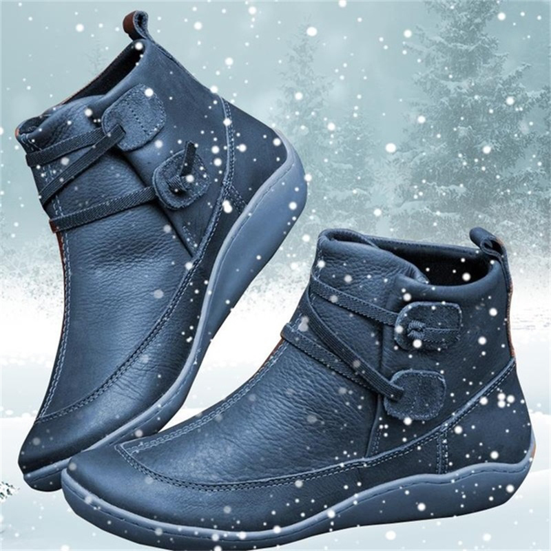 부츠 여자 아치 아치 spupport 짧은 플러시 따뜻한 여성 겨울 방수 신발 발목 pu 플러스 크기 221007
