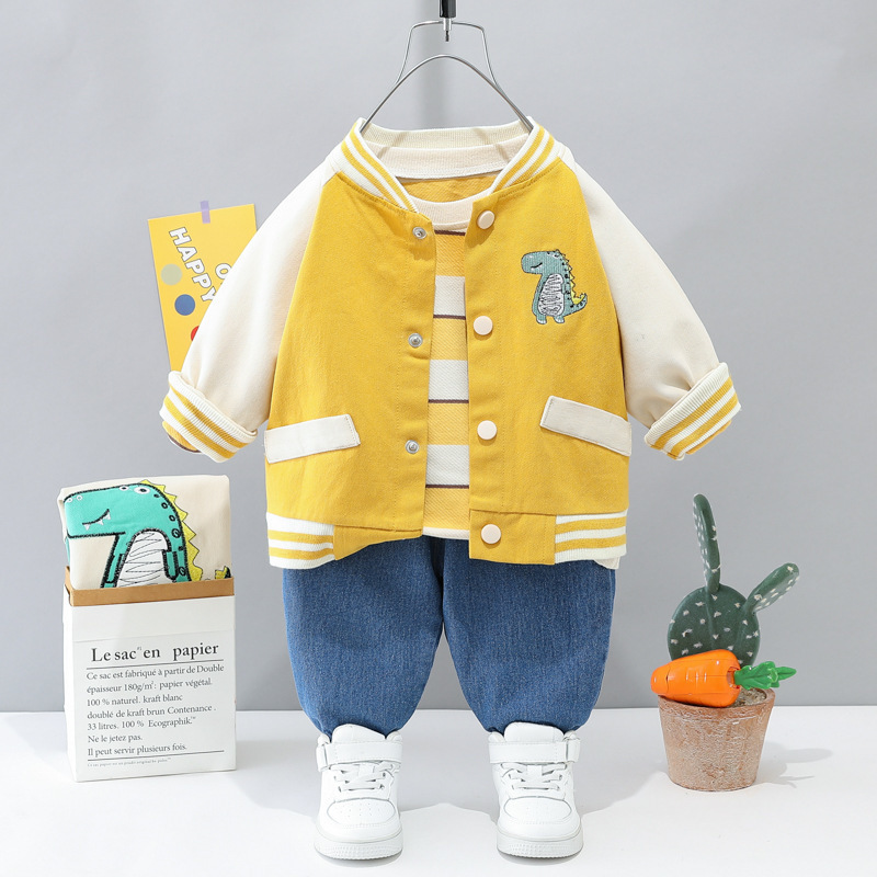 Clothing Sets 0 4 years old autumn fashion cute car baby suit boys and girls long sleeved striped three piece children s sports 221007