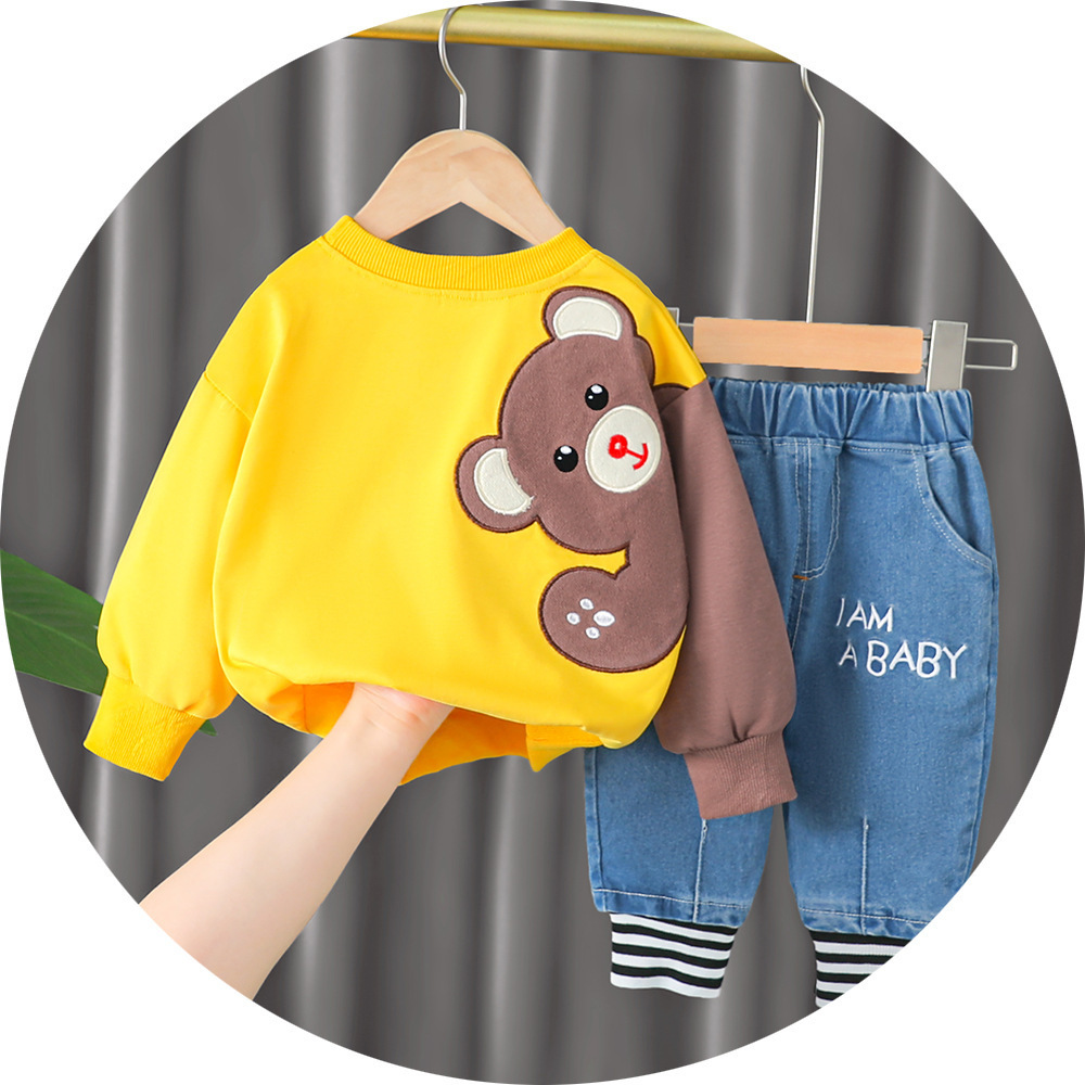 Clothing Sets 1 2 3 4 Years Autumn Childrenswear Fashion Baby Girls Clothing Set Cartoon top jeans Two-piece Suit Kids Toddler Clothes 221007