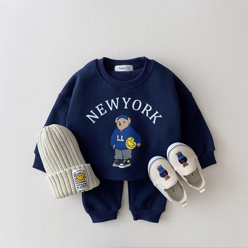 Clothing Sets Korea Baby Boys Clothes Letter Bear Girls Long Sleeve Casual Hoodie Sweatshirt Pants Kids Sports Suit 221007