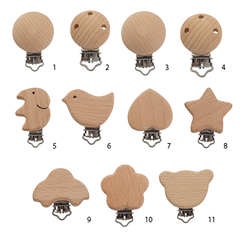 Baby Beißringe Spielzeug Chenkai Holz Bär Blume Auto Herz Vogel Elefant Runde Stern Clips BPA Frei Für DIY Baby Natur Schnuller Kette Geschenke 221007