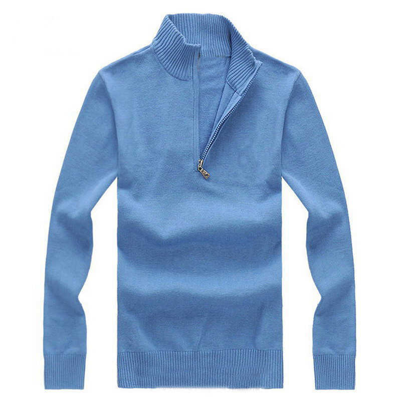 Tröjor Autumn and Winter New Men's Cotton Long Sleeve Sweater Casual Mock Neck Half Zip Fit Pullover Top 8504 Y2210