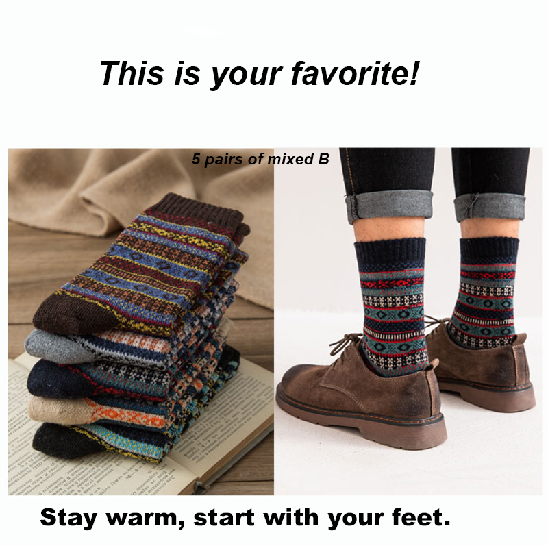 Mens Socks Autumn Winter Men Thicken Warm Harajuku Retro Fashion Casual Wool High Quality Cotton Wholesale Snow Sock 221007