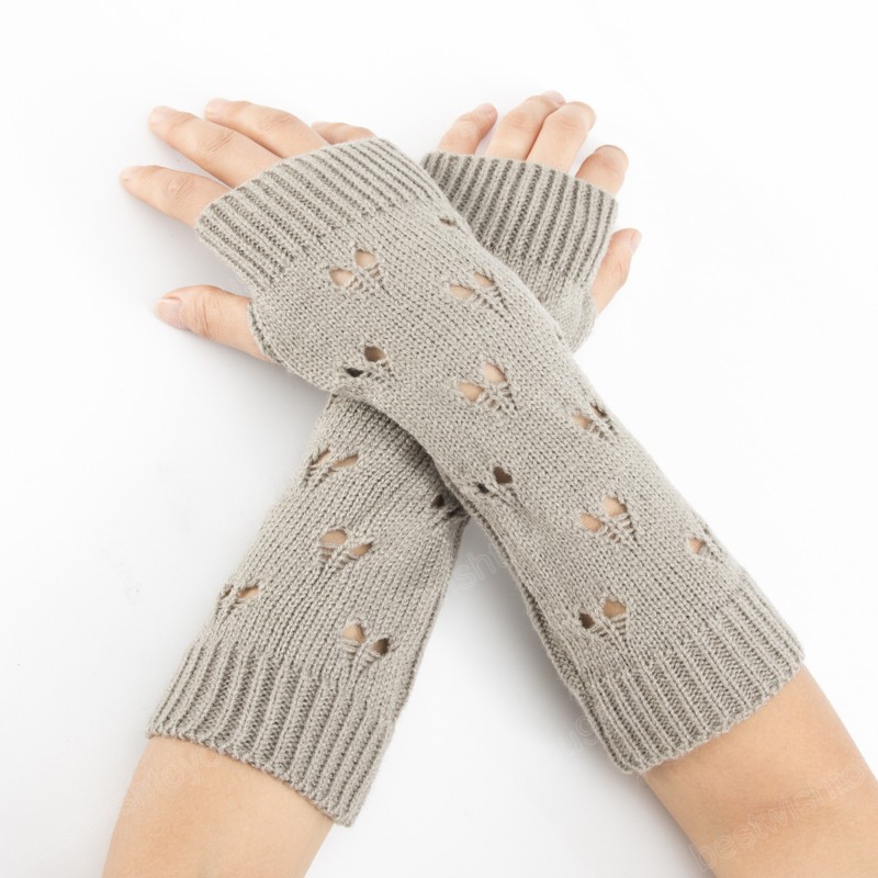 Długie rękawiczki bez palców Kobiety z rękawiczką zimowa ręka cieplejsza dzianina rękaw z rękawów za puste rękawice ubrania sercowe rękawiczki