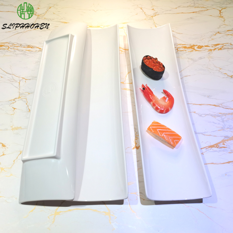 Japanese Cuisine Restaurant White Rectangle Sushi Plates Dinner Dish Self-Service Snack Bar Imitation Porcelain Tableware