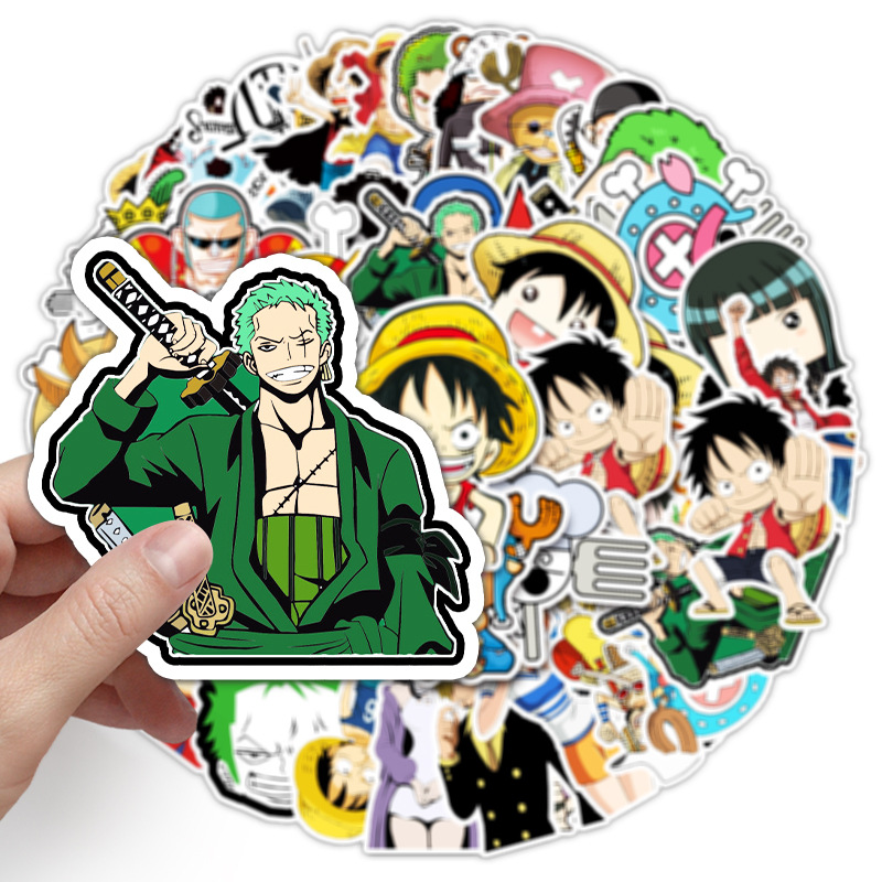 50 pièces anime une pièce manga luffy graffiti autocollants pour bricolage bagages ordinateur portable planche à roulettes moto vélo autocollants