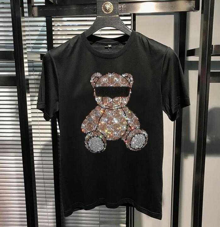 Men's T-Shirts M-5XL Skull Rhinestones T Shirts Men Summer top tees O Neck Slim fit Tshirts high quality T221006