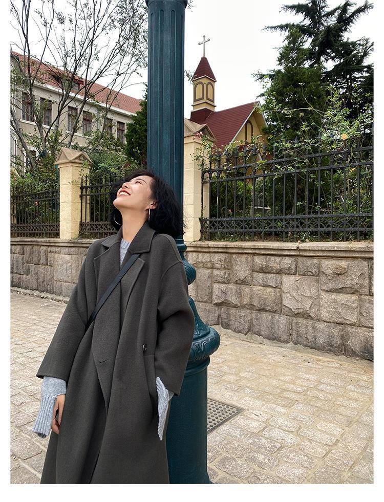 Womens Wool Blends Womens Long Windbreaker Fashion Coreano Street Style Luxury Mantello allentato Casual Elegante Autunno Womens Windbreaker Coat 221007