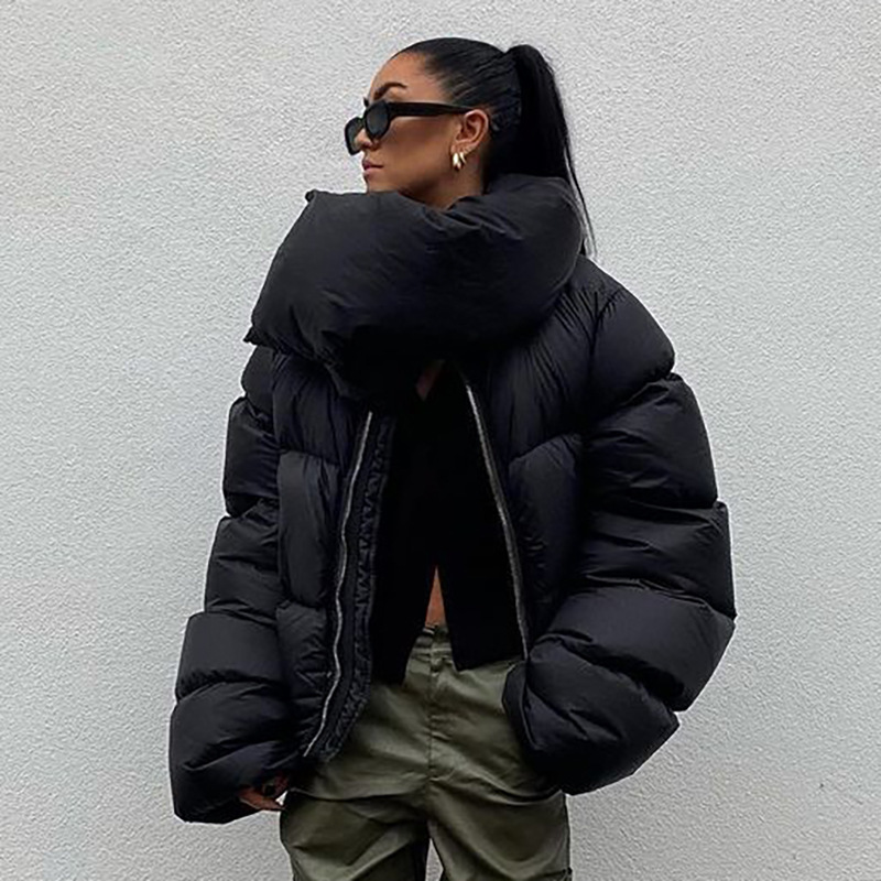 Dames Down Parkas Winter Oversized Black Bubble Coats Women Fashion Zipper Sjaal Collar Puffer Short Jackets High Street Outdarse Casual Parka 221007