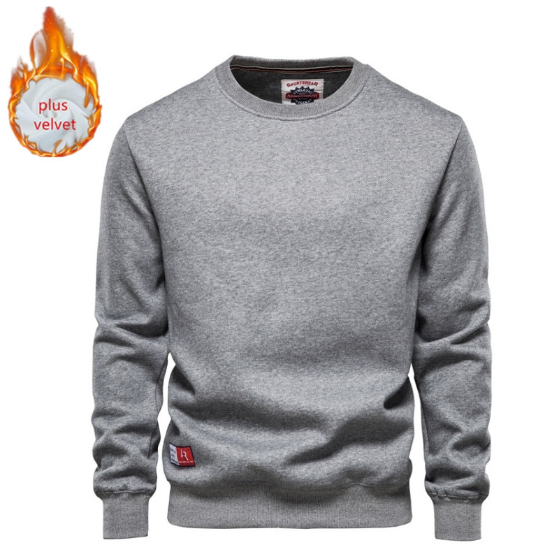 Mens Hoodies Sweatshirts AIOPESON Plus Velvet Spliced Casual Basic Solid Color Pullovers Hoodie Autumn Winter Sweatshirt for 221007