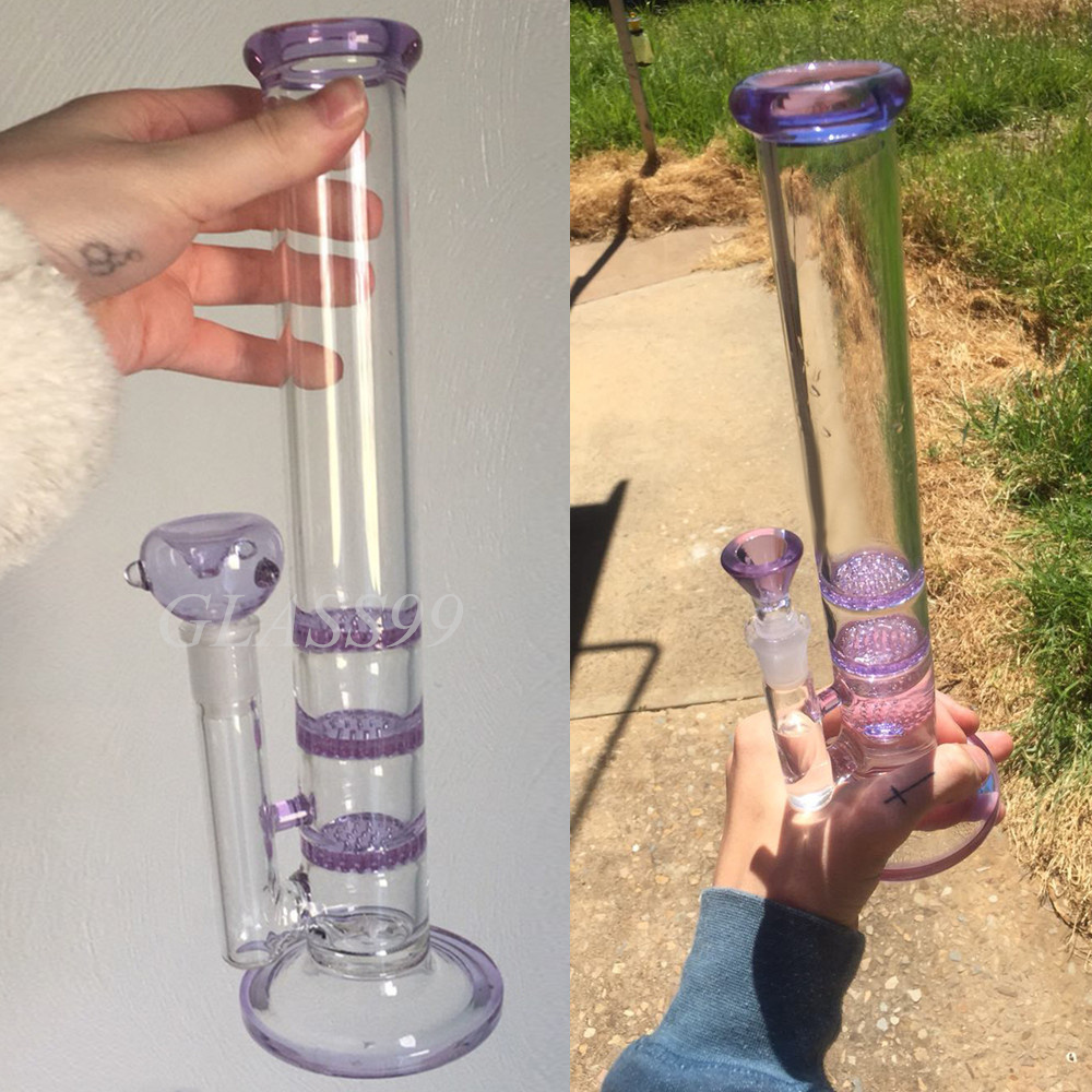 Petek perc cam bonglar kol ağacı percolator nargile fıskiye düz tüp su borusu dab teçhizatları 14mm 18mm eklem sigara içme külü yakalayıcı