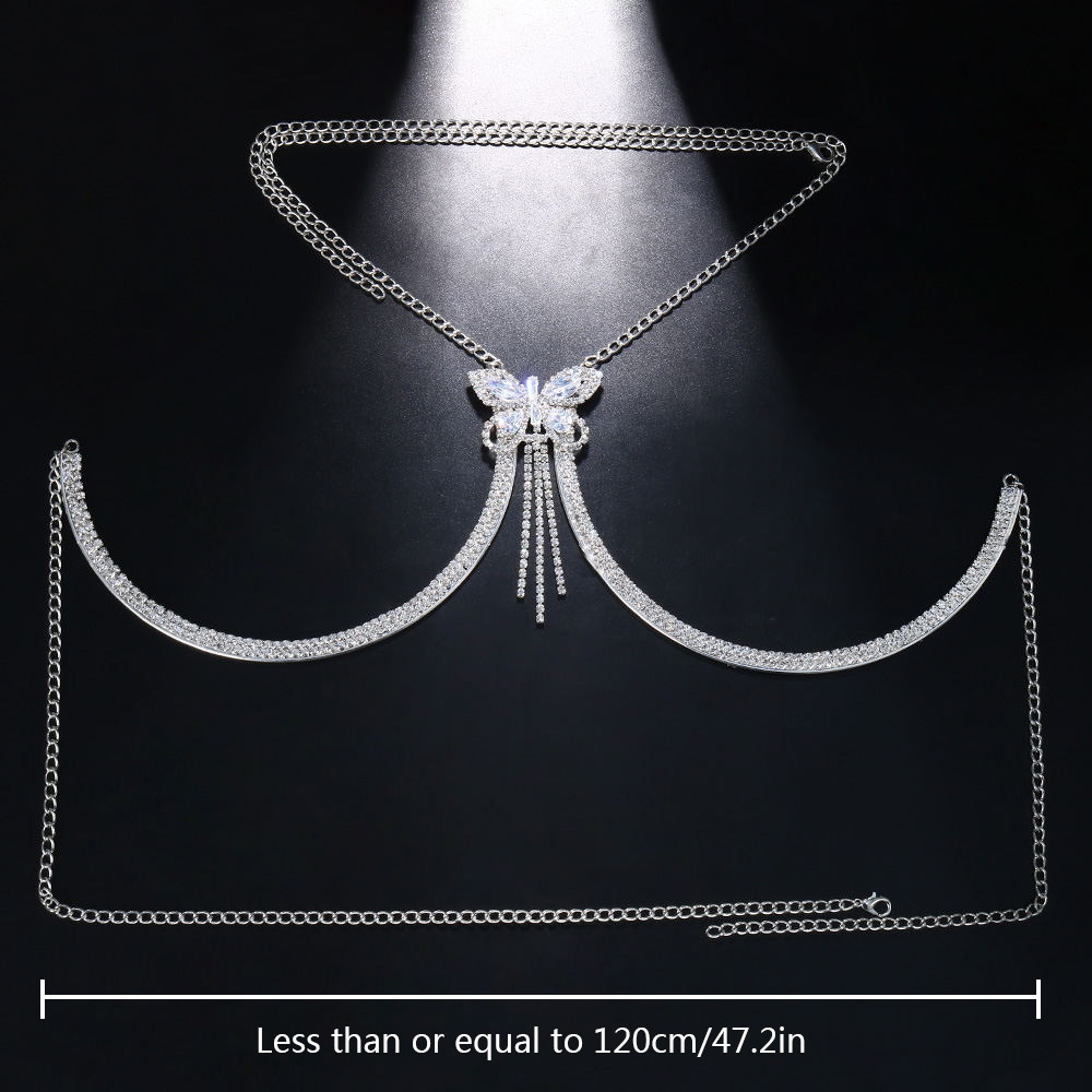 Autre Zircon Papillon Poitrine Support Soutien-Gorge Chaîne Corps Bijoux Collier Pour Femmes Sexy Femme Cristal Corps Chaîne Harnais Lingerie Bikini 221008