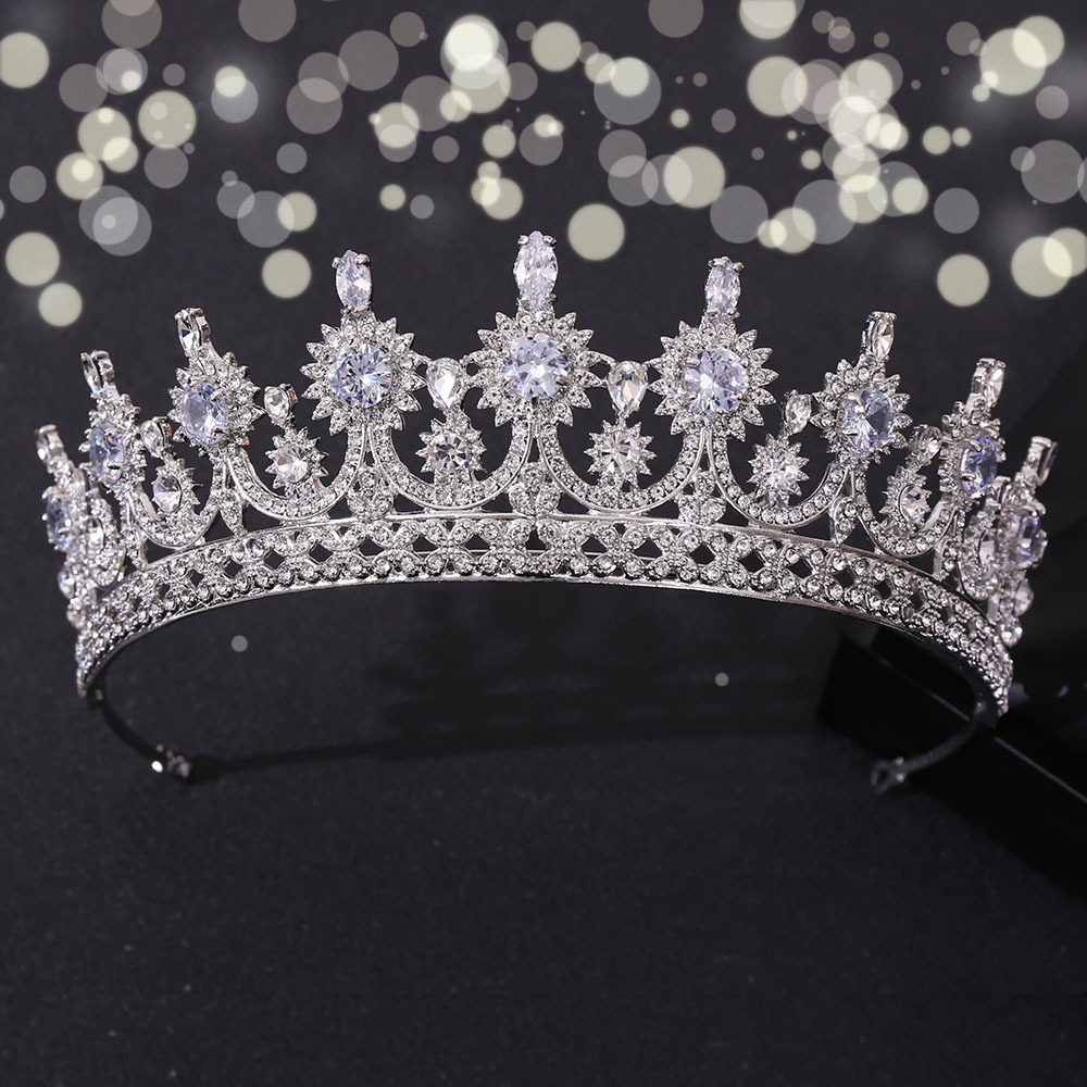 Luxe Zircon Couronne De Mariée Coiffes Chapeaux Cristal Femmes Diadèmes Strass Coiffure De Mariage Anniversaire Bandeau Pageant Cheveux Bijoux Accessoires CL1236