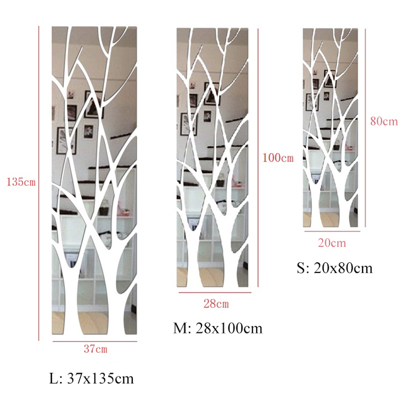 Duvar Çıkartmaları 3D Ayna Duvar Çıkartma Ağacı Akrilik Dahası Diy Sanat Ayna Yüzey Duvar Etiket TV Arka Plan Evde Oturma Odası Yatak Odası Dekor 221008