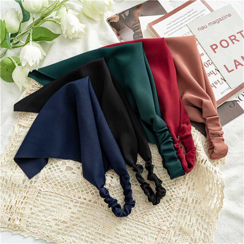 Headbands Ruoshui Woman Girls Solid Summer Head Scarf Chiffon Triangle Bandanas Women Elastic Hairband Hair Accessories Headwear Ornaments T221007