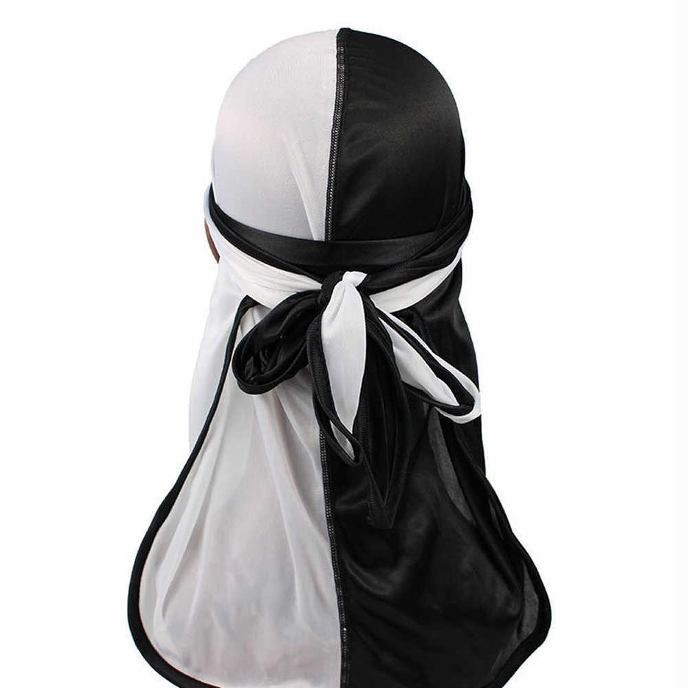 Fasce New Silky Durags Bandane Cappello turbante Uomo Donna Parrucche in raso Doo Unisex Extra Long Tail Du-Rag Headwrap Fascia Accessori capelli T221007