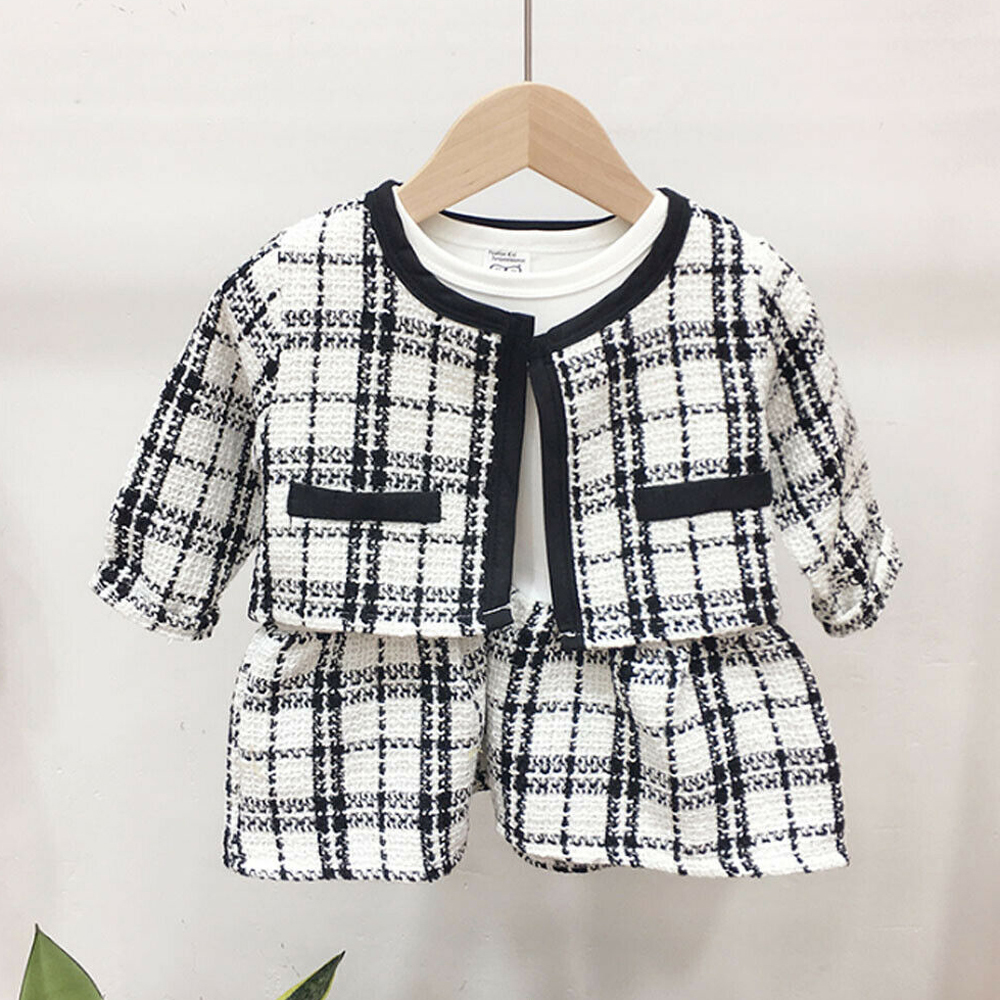 Ensembles de vêtements Automne Hiver Printemps Fête Bébés Filles Vêtements Manteau À Carreaux TopsTutu Robe Tenues Formelles Fit Pour 06 Ans 221007