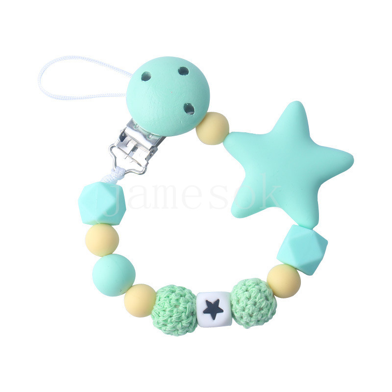 Bomboniera bambini Clip ciuccio Perline in silicone Clip a stella Porta succhietto carino Capezzolo neonati Massaggiagengive Giocattoli da masticare neonati Accessori l'alimentazione DE810