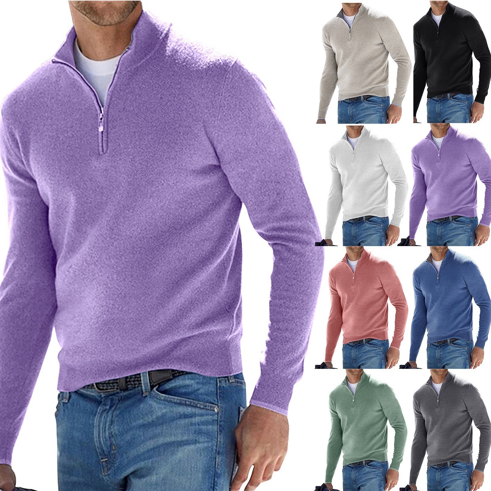 Maglioni da uomo Pullover da uomo Autunno spesso caldo lavorato a maglia solido manica lunga dolcevita maglioni mezza zip caldo pile cappotto invernale abbigliamento comodo 221007