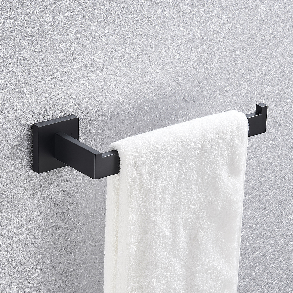 Handdoekrekken badkamer hardware set zwart gewaad rail bar rack plank weefselpapier houder tandenborstel accessoires 221007