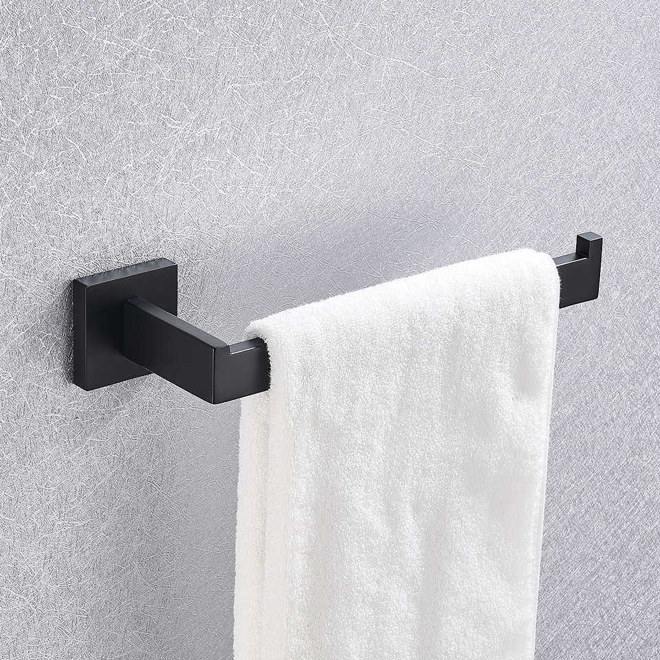 Handduk Racks badrumsmaskinvara Set Black Robe Hook Rail Bar Rack Hylla V￤vnadspapper Holder Tandborste Tillbeh￶r 221007