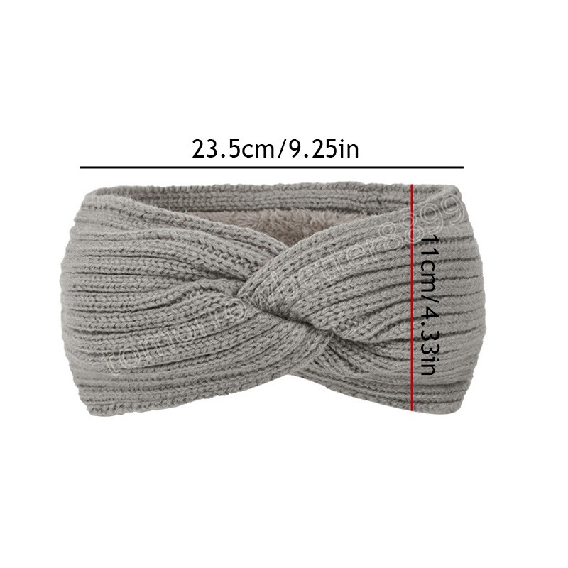 Winter Kreuz Knoten Gestrickte Breite Stirnband Woolen Futter Warme Ohr Wärmer Sport Bandage Haarbänder Frauen Süße Headwrap