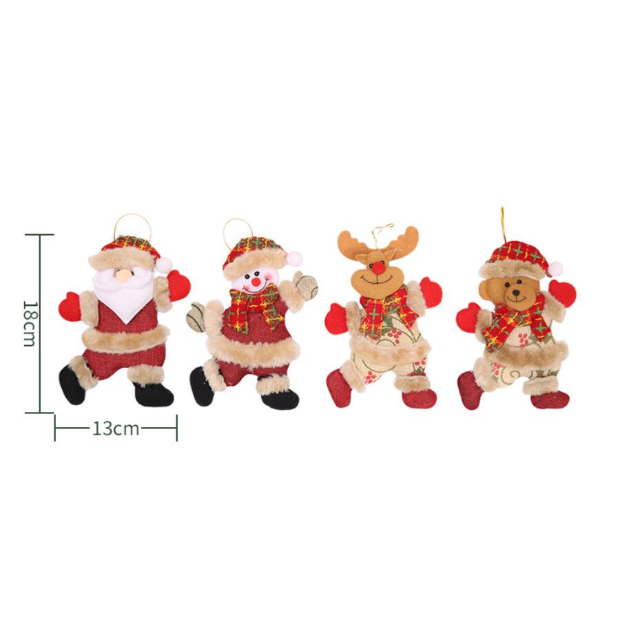 Kerstboomaccessoires hangende muur versiering poppen Dancing Santa Claus sneeuwpop rendier rendier doek kunst hanger cadeau