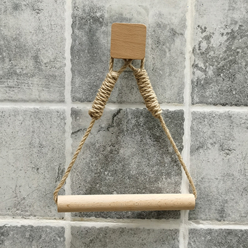 Toiletpapierhouders muur hangt houten handdoekhouder slaapkamer driehoek rek badkamer decir hennep s 221007