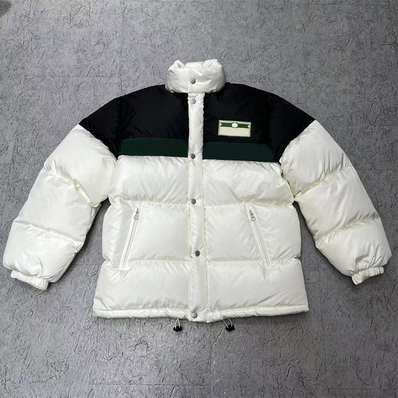 Heren Down Jackets Stylist Coat Parka Top Ggity Classic Puffer Jacket Haped Dikke dikke lagen Rode streep en groene riem dames veren winddichte bovenkleding maat 40-48