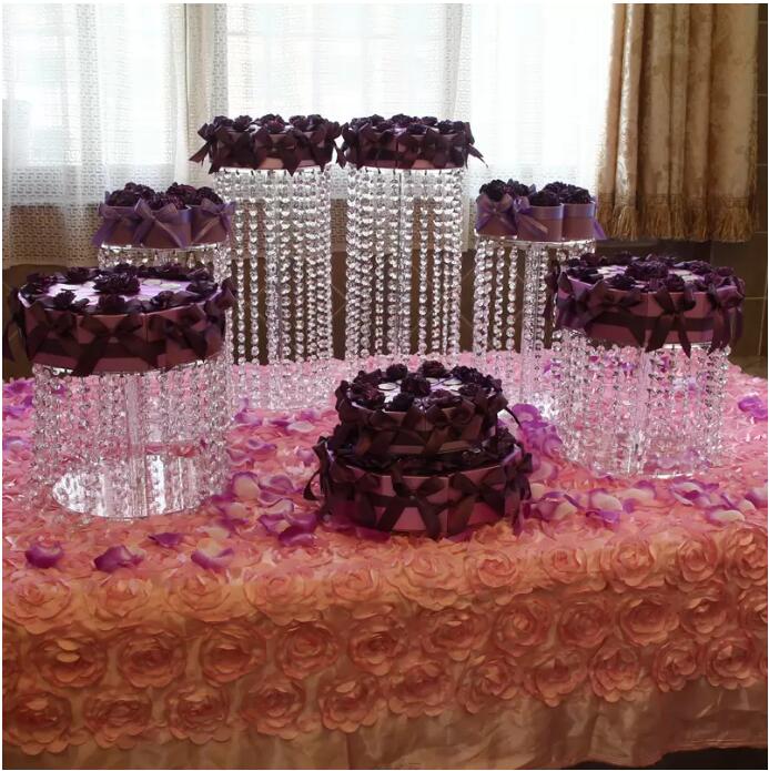 Décorations de mariage Pièce maîtresse Gâteau Stands Anniversaire Affichage Dessert Rack Rond Cristal CupCake Stand Table De Fête Center Décoration / set