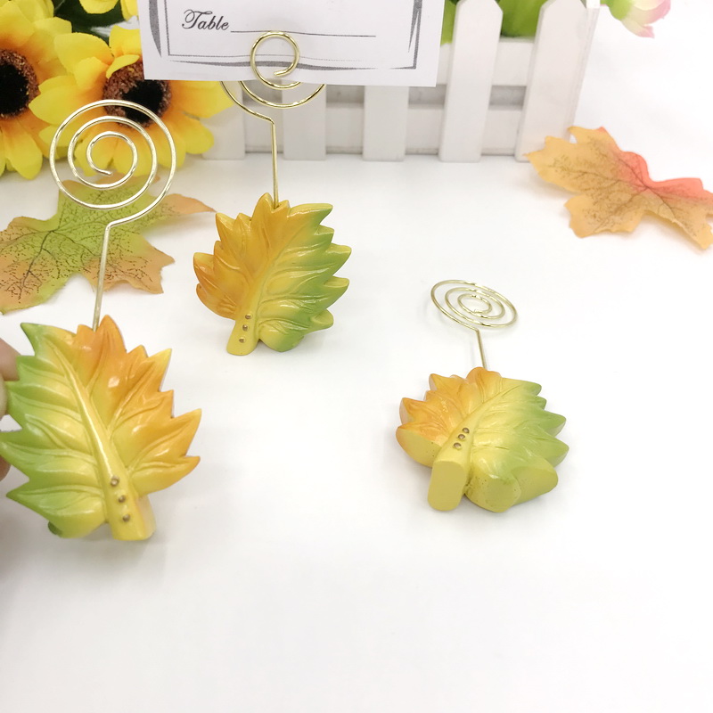 80st Fall tema Party Decoratives Leaf Design Place Card Holders Autumn Wedding Favors Table Name Card Clips
